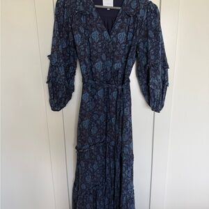 Elegant Blue Floral Maxi Dress
